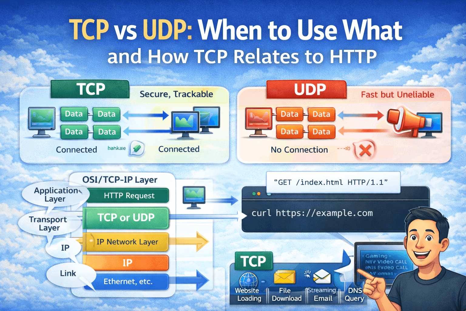 TCP vs UDP: When to Use What, and How TCP Relates to HTTP