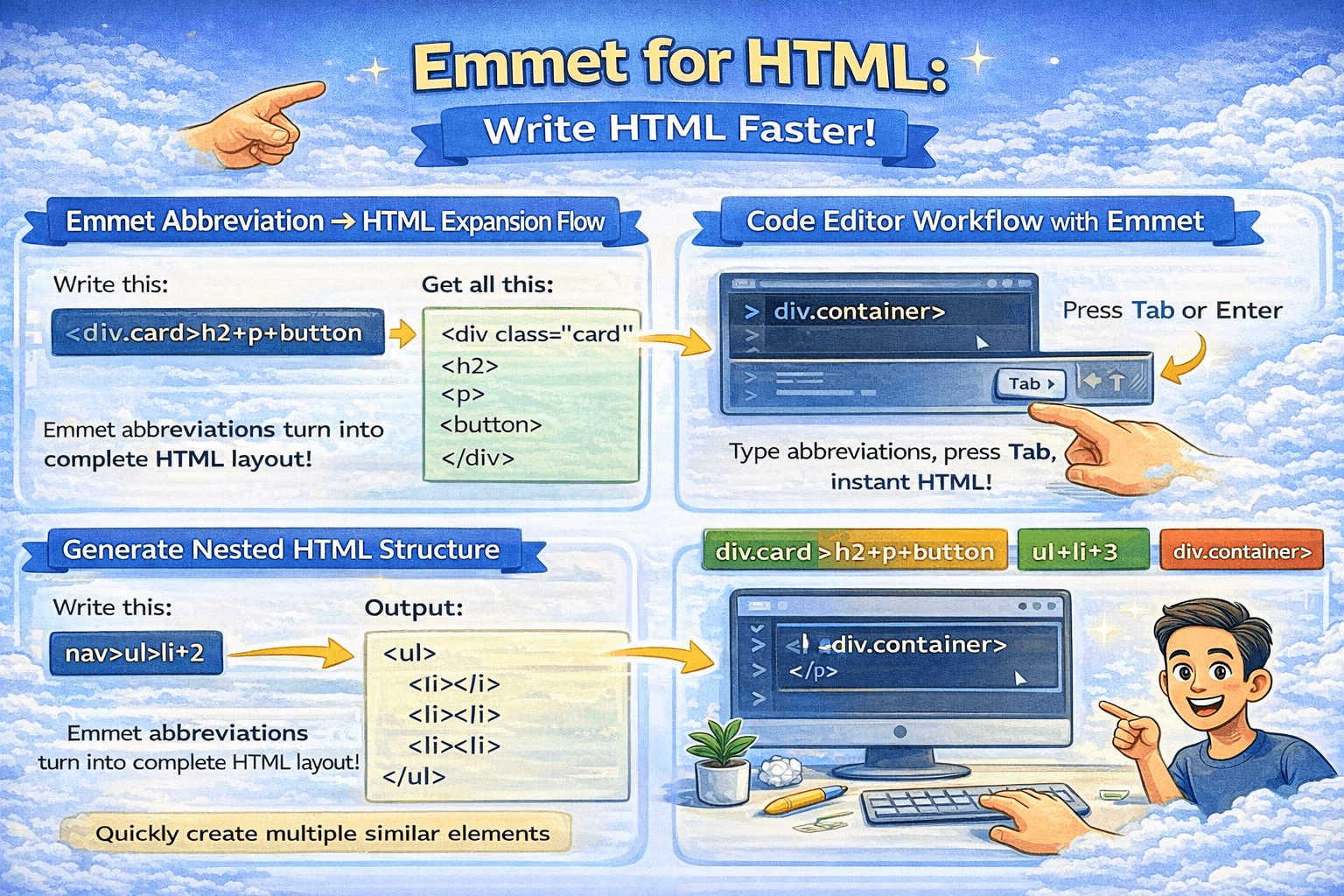 Emmet for HTML: A Beginner’s Guide to Writing Faster Markup